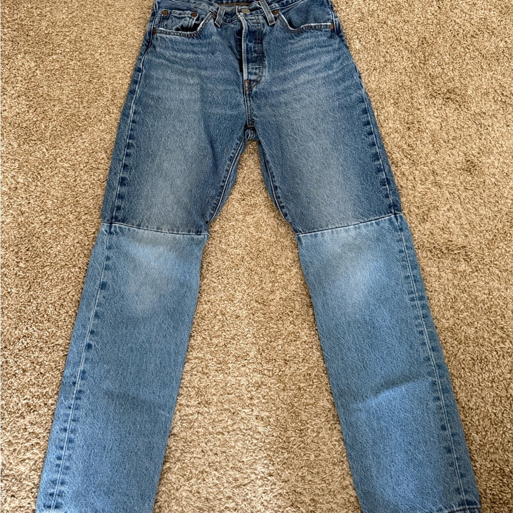 Levi's Women's High Rise Straight Leg 501 Blue Jeans Two Tone